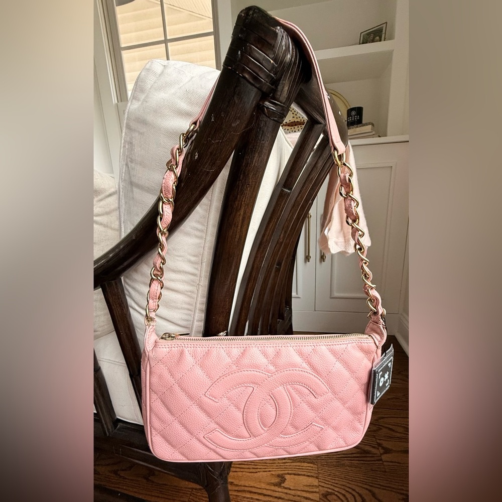 Chanel Pink Caviar Leather Shoulder Bag